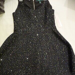 AQUA&WICKED BLACK SPARKLE BOUCKLE SLEVELESS EXCLUSIVE DRESS GIRLS LARGE NEW TAGS